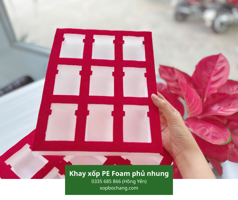 Khay xốp PE Foam phủ nhung Khay xốp PE Foam phủ nhung