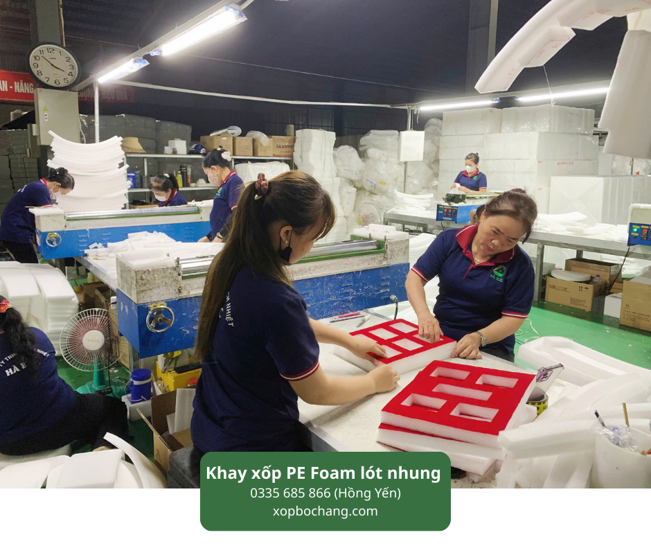 Khay xốp PE Foam lót nhung