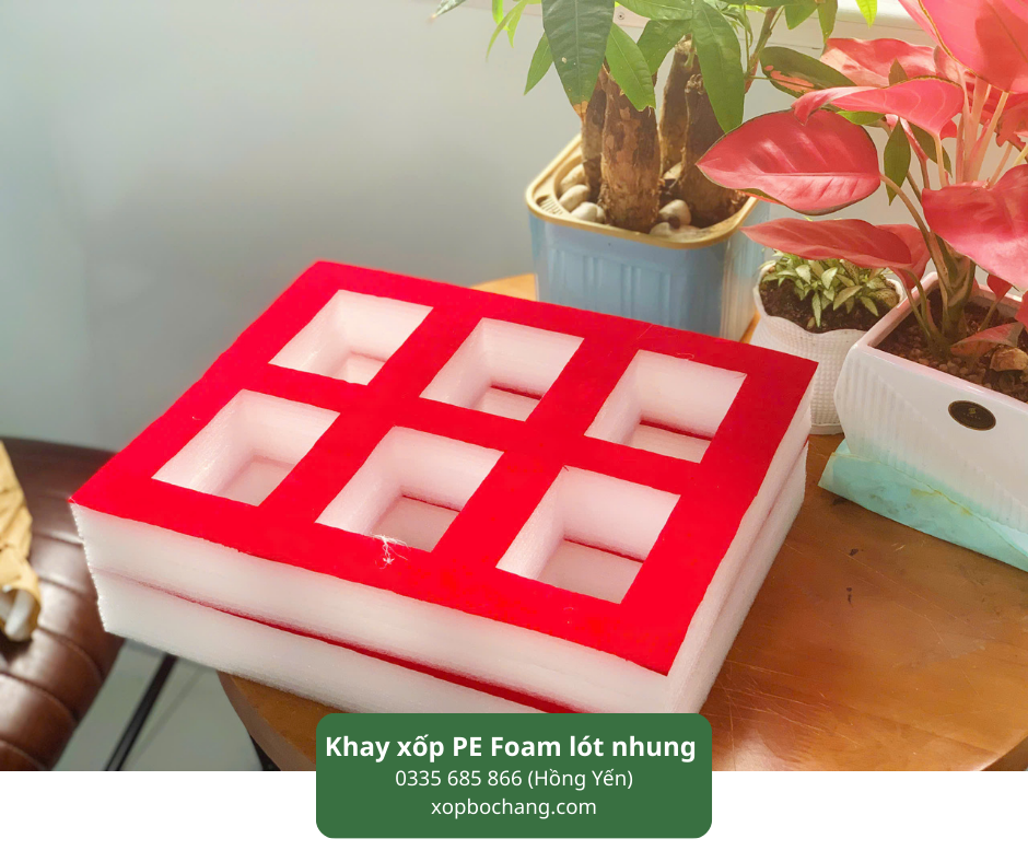 Khay xốp PE Foam lót nhung