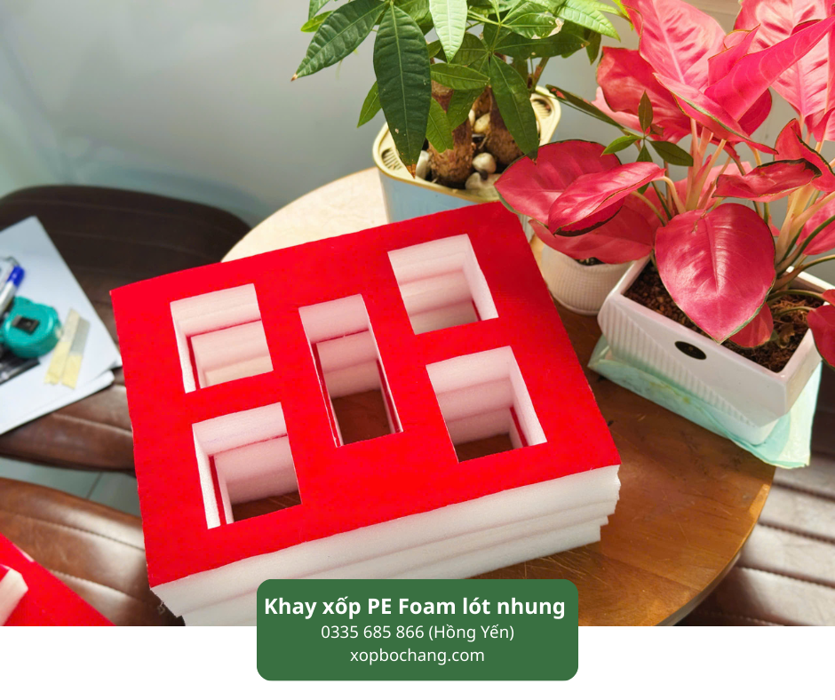 Khay xốp PE Foam lót nhung