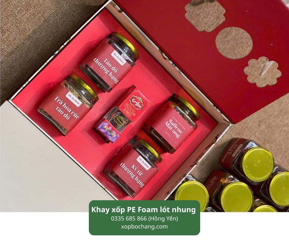 Khay xốp PE Foam lót nhung