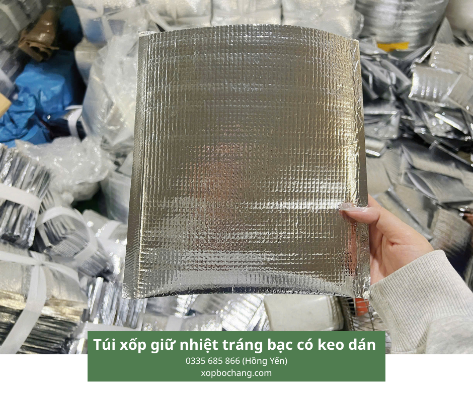 Túi xốp giữ nhiệt tráng bạc có keo dán