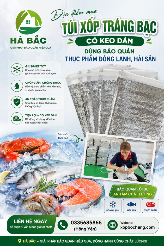 Túi xốp tráng bạc có keo dán Túi xốp tráng bạc có keo dán