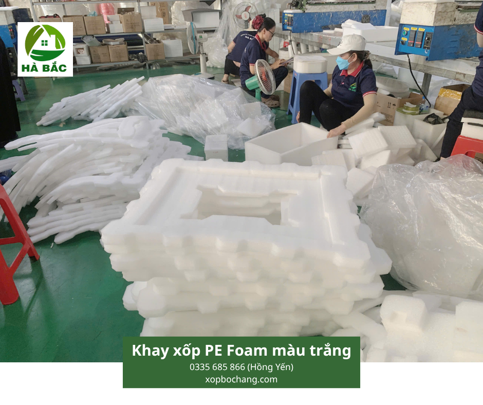 Khay xốp PE Foam định hình màu trắng Khay xốp PE Foam định hình màu trắng