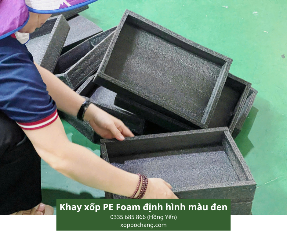 Khay xốp PE Foam định hình màu đen Khay xốp PE Foam định hình màu đen