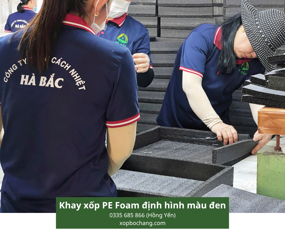 Khay xốp PE Foam định hình màu đen Khay xốp PE Foam định hình màu đen
