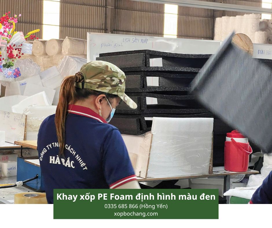 Khay xốp PE Foam định hình màu đen Khay xốp PE Foam định hình màu đen