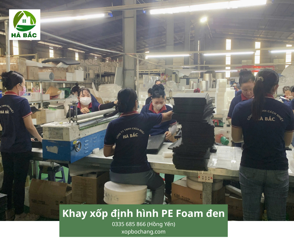 Khay xốp PE Foam định hình màu đen