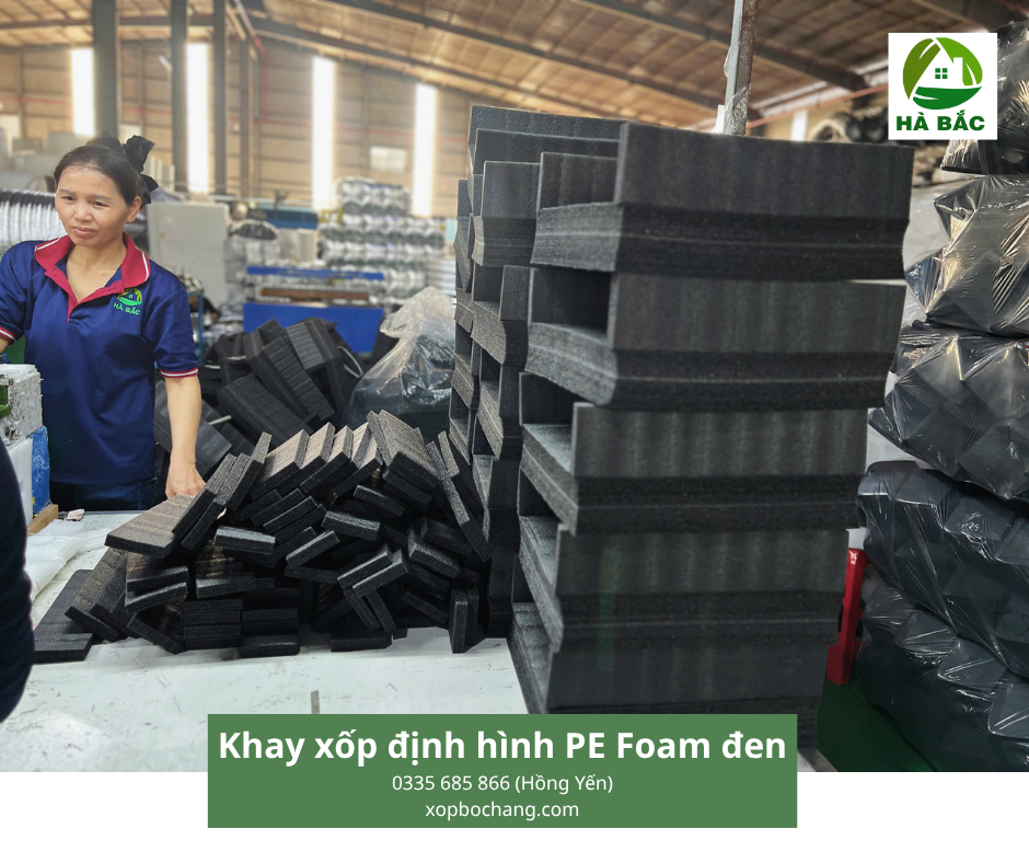 Khay xốp PE Foam định hình màu đen